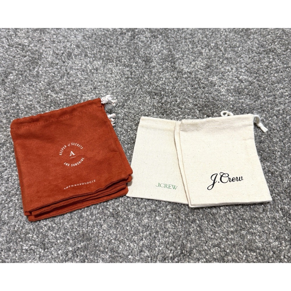 Lot of 9 - 6 Anthropologie & 3 J Crew cloth Jewelry bag drawstring pouches